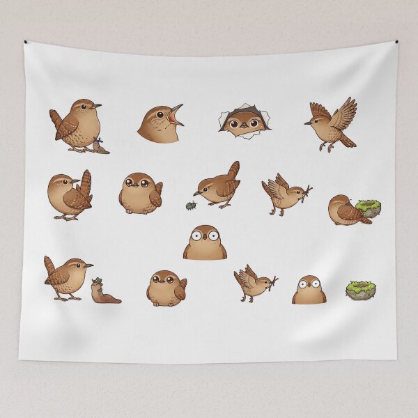 Item preview, Cute Carolina Wren Songbird Aesthetics Sticker pack Sheet designed and sold by Rehnair.
