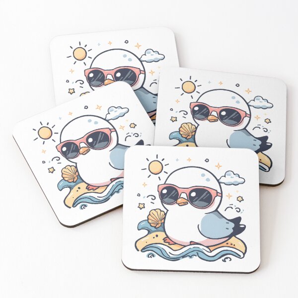 Item preview, Cute Seagull Beach Vibes | Kawaii Seagull with Sunglasses & Seashell designed and sold by dreamz-world.