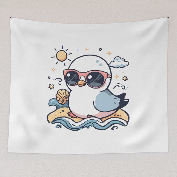 Item preview, Cute Seagull Beach Vibes | Kawaii Seagull with Sunglasses & Seashell designed and sold by dreamz-world.