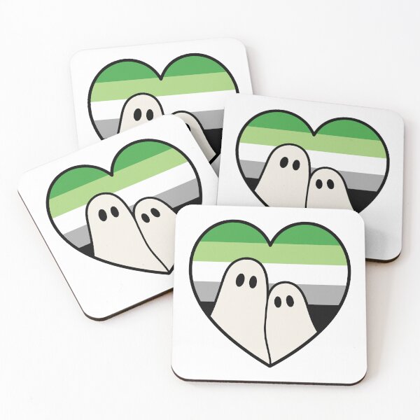 Item preview, Aromanitc Kawaii Ghosts – Halloween LGBTQ Pride Heart designed and sold by Cannaxes Studio.