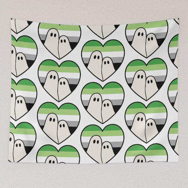 Item preview, Aromanitc Kawaii Ghosts – Halloween LGBTQ Pride Heart designed and sold by Cannaxes Studio.