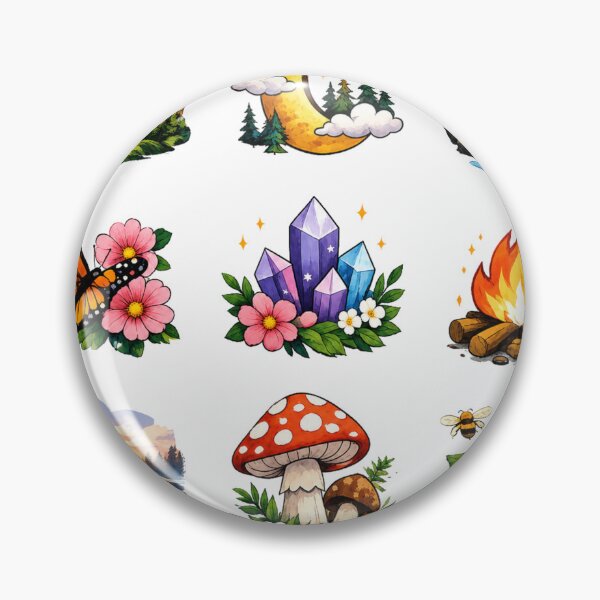 Item preview, Cozy Nature Wilderness Butterfly Crystal Campfire Aesthetic Sticker pack Sheet designed and sold by Rehnair.
