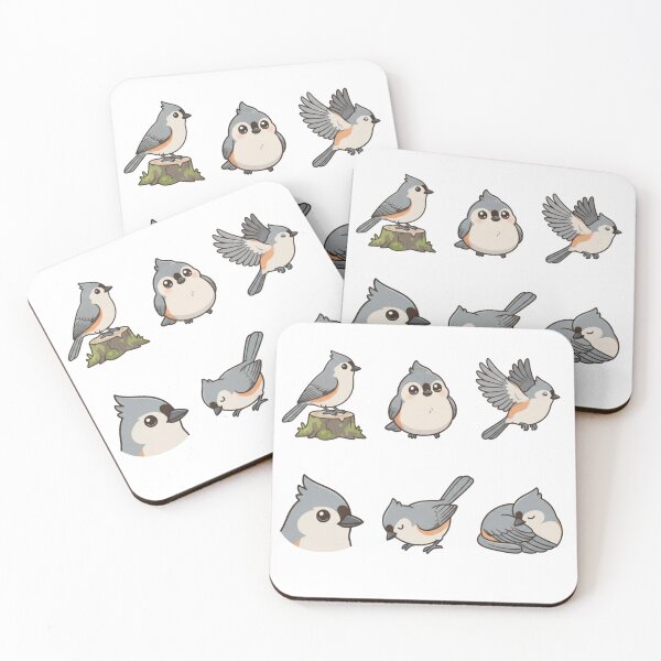 Item preview, Cute Tufted Titmouse Grey Crested Songbird Aesthetic Sticker pack Sheet designed and sold by Rehnair.