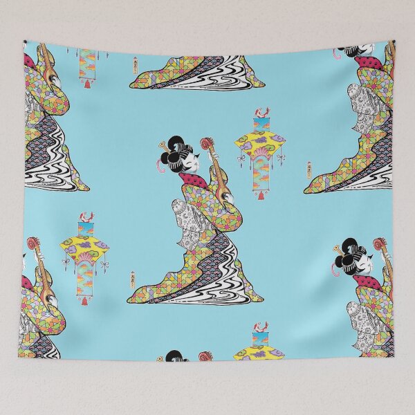 Item preview, Bijin-ga Cat playing lute designed and sold by SpaceCatVisions.