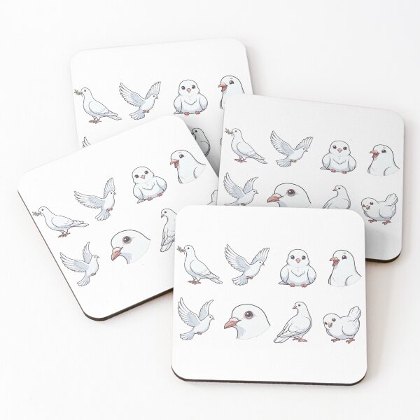 Item preview, Cute White Dove Pigeon Peace Bird Aesthetic Sticker pack Sheet designed and sold by Rehnair.