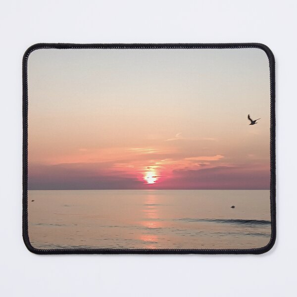 Item preview, Pink Mediterranean Sunset with Seagull Silhouette - Calm Coastal Horizon designed and sold by EpicVistas.