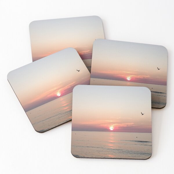 Item preview, Pink Mediterranean Sunset with Seagull Silhouette - Calm Coastal Horizon designed and sold by EpicVistas.