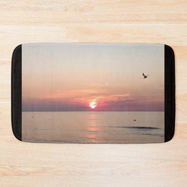 Item preview, Pink Mediterranean Sunset with Seagull Silhouette - Calm Coastal Horizon designed and sold by EpicVistas.