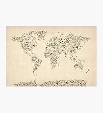 Music Notes Map of the World Photographic Print