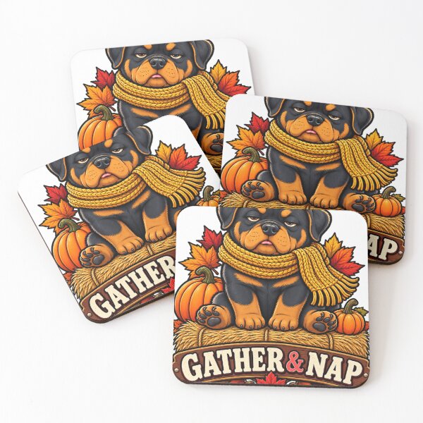Item preview, Gather And Nap Rottweiler Fall | Cute Grumpy Rottie Pumpkin Dog designed and sold by KnrNazimTHRE4DS.