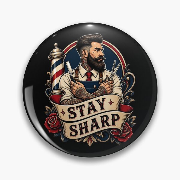 Item preview, Bearded Barber Stay Sharp Tattoo Emblem designed and sold by Barber MD Culture.