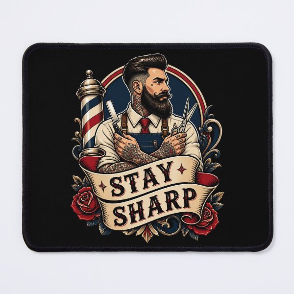 Item preview, Bearded Barber Stay Sharp Tattoo Emblem designed and sold by Barber MD Culture.