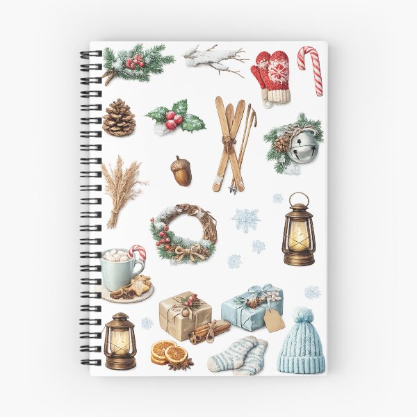 Item preview, Cozy Winter Christmas Pinecone Wooden Skis Vintage Aesthetic Sticker pack Sheet designed and sold by Rehnair.