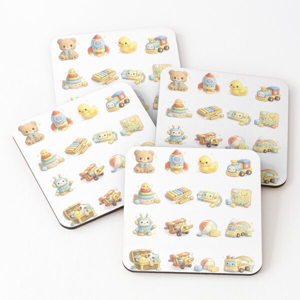 Item preview, Cute Vintage Baby Toys Teddy Bear Rocket Train Pastel Aesthetic Sticker pack Sheet designed and sold by Rehnair.