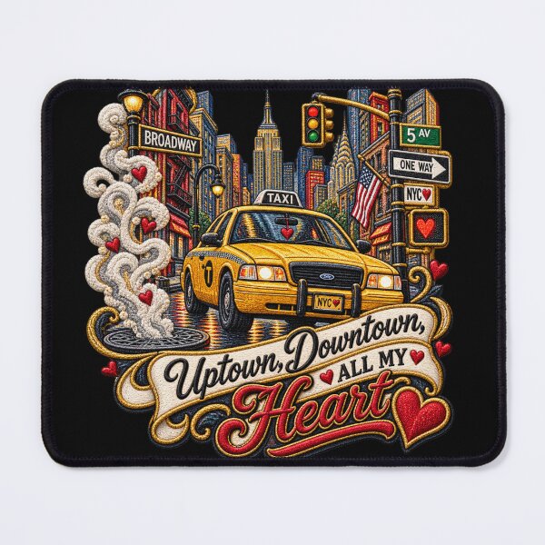 Item preview, New York Yellow Taxi Embroidery – Uptown Downtown All My Heart NYC Design designed and sold by Emoji Emblems.