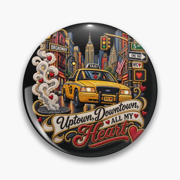 Item preview, New York Yellow Taxi Embroidery – Uptown Downtown All My Heart NYC Design designed and sold by Emoji Emblems.
