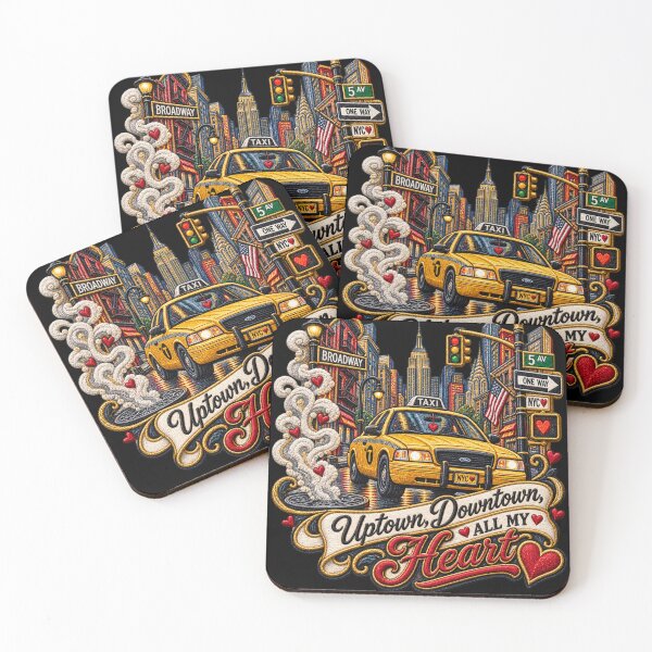 Item preview, New York Yellow Taxi Embroidery – Uptown Downtown All My Heart NYC Design designed and sold by Emoji Emblems.