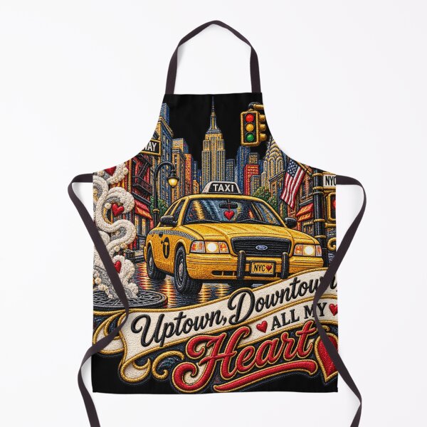 Item preview, New York Yellow Taxi Embroidery – Uptown Downtown All My Heart NYC Design designed and sold by Emoji Emblems.