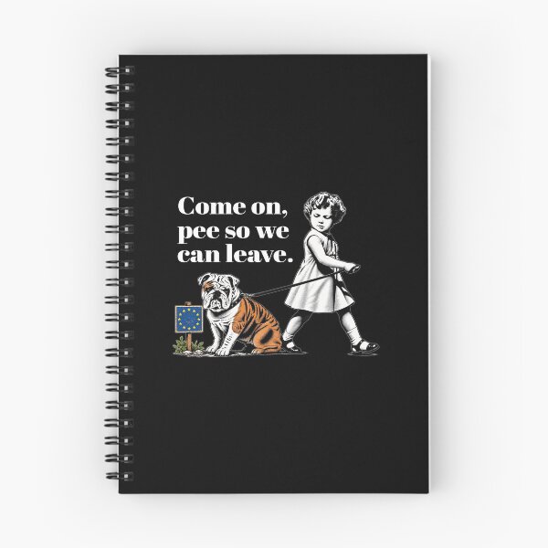 Item preview, Young Girl Walking Bulldog Beside EU Sign With Humorous 'Leave' Message — Political Cartoon Style designed and sold by portokalis.