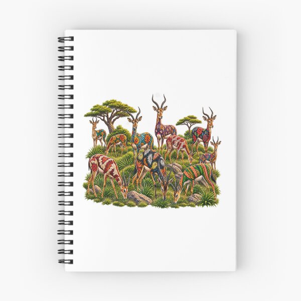Item preview, Colorful African Antelope Herd – Vibrant Floral Wildlife Art designed and sold by Awarrie.