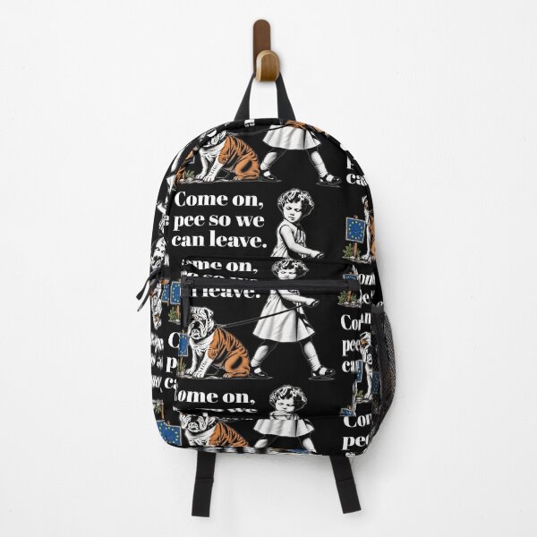 Item preview, Young Girl Walking Bulldog Beside EU Sign With Humorous 'Leave' Message — Political Cartoon Style designed and sold by portokalis.