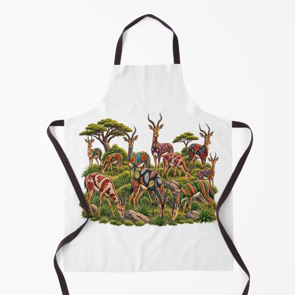 Item preview, Colorful African Antelope Herd – Vibrant Floral Wildlife Art designed and sold by Awarrie.
