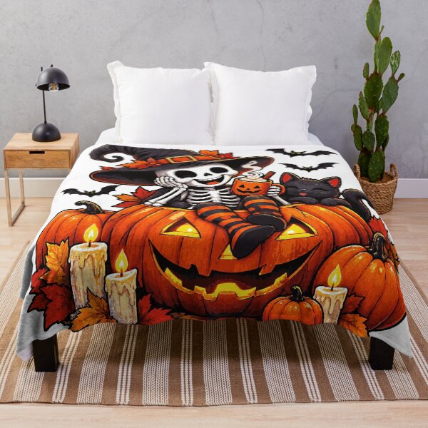 Artikelvorschau, Cozy Skeleton Coffee Halloween Pumpkin Witch entworfen und verkauft von Sunday.Supply.