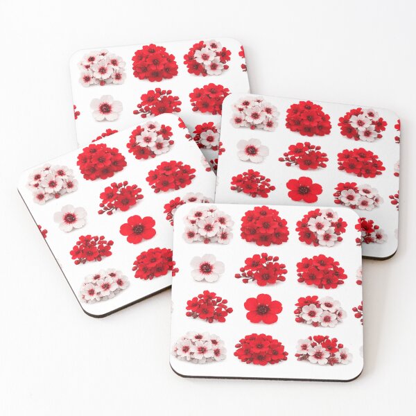 Item preview, Red and White Dried Floral Blossom Cluster Vintage Botanical Aesthetic Sticker pack Sheet designed and sold by Rehnair.
