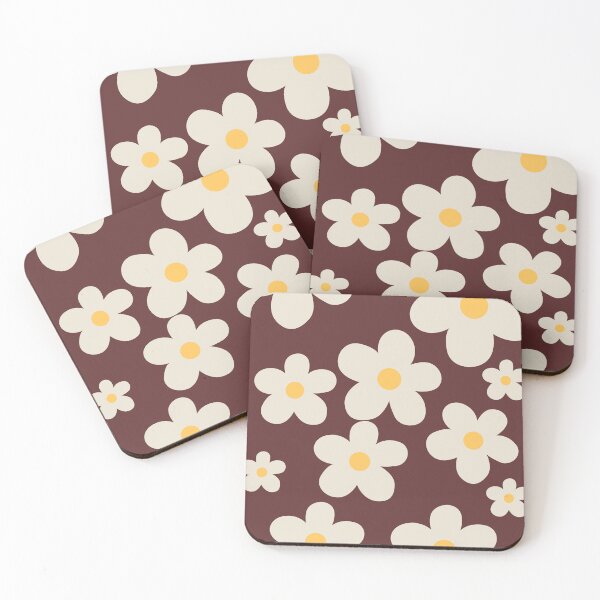 Item preview, Retro Daisy Flower Pattern Chocolate Brown Cream Floral designed and sold by Nature Moments.