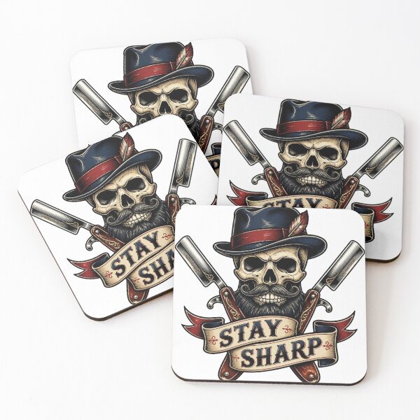 Item preview, Gentleman Barber Skull Stay Sharp Emblem designed and sold by Barber MD Culture.