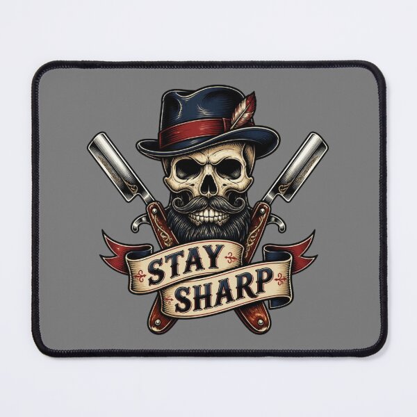 Item preview, Gentleman Barber Skull Stay Sharp Emblem designed and sold by Barber MD Culture.