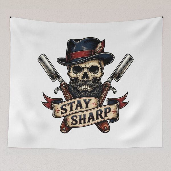 Item preview, Gentleman Barber Skull Stay Sharp Emblem designed and sold by Barber MD Culture.