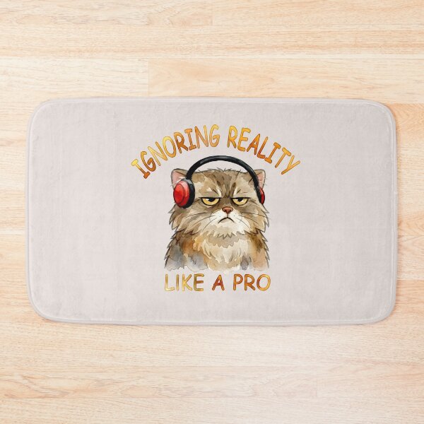 Item preview, Ignoring Reality Like A Pro | Funny Watercolor Manul Wearing Headphones designed and sold by PawtopiaArt.