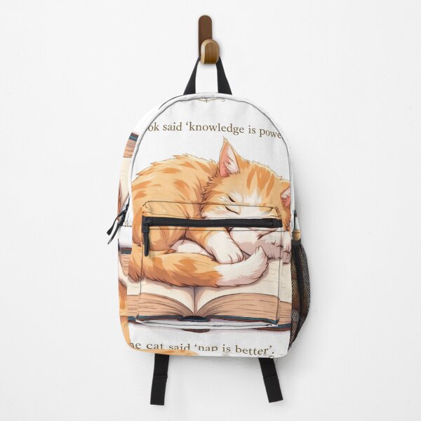 Item preview, Sleepy Cat on Book Knowledge is Power Funny Quote designed and sold by YAM716.