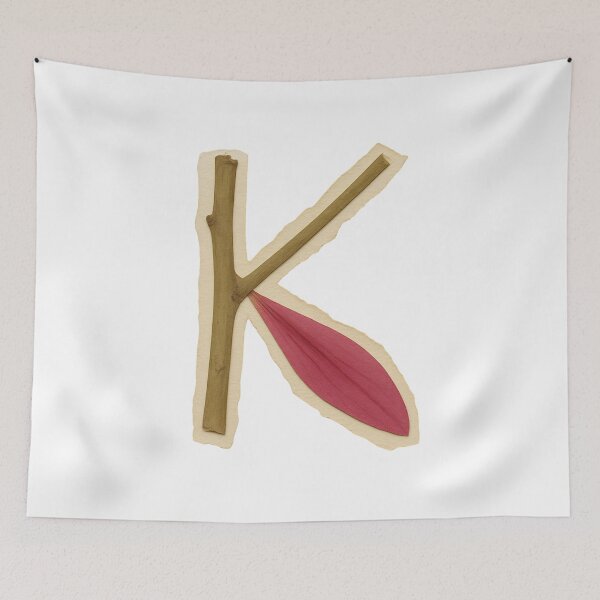 Item preview, Vintage Botanical Wood and Leaf Letter K designed and sold by ITCHAWAWAA.