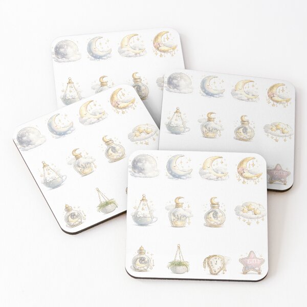 Item preview, Celestial Crescent Moon Stars Potion Bottle Golden Dreamy Aesthetic Sticker pack Sheet designed and sold by Rehnair.