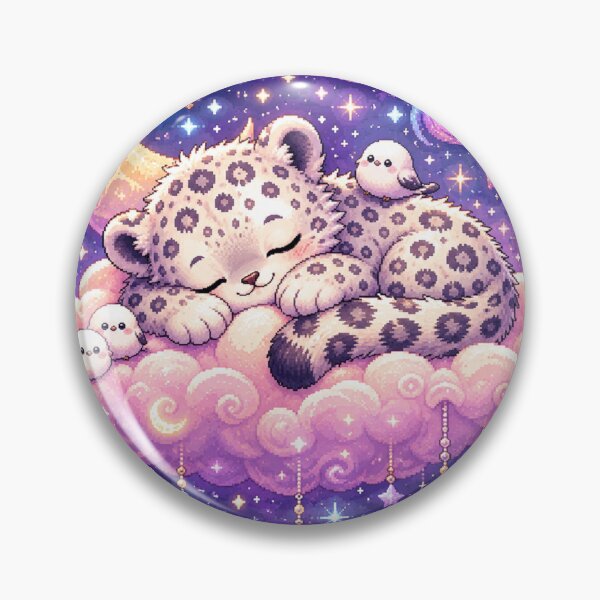Item preview, Dreamy Pastel Cloud Nap Snow Leopard and Birds designed and sold by CozyPixel-J.