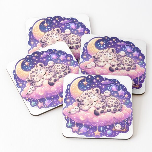 Item preview, Dreamy Pastel Cloud Nap Snow Leopard and Birds designed and sold by CozyPixel-J.