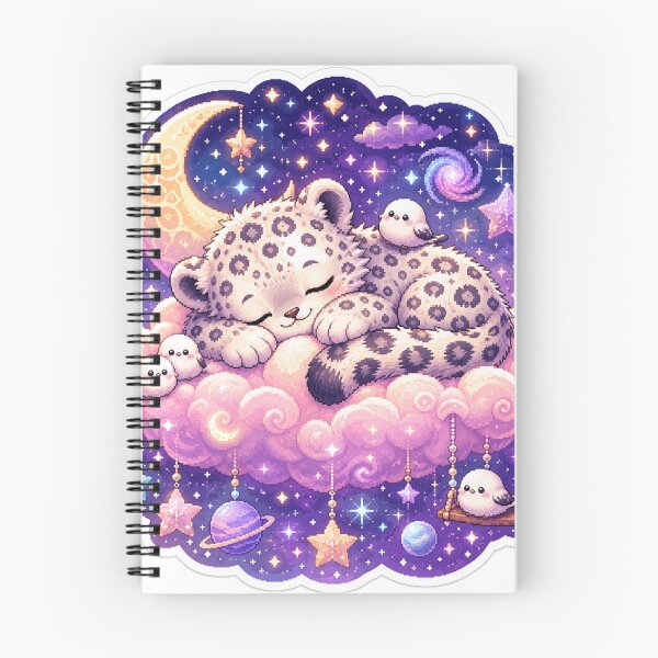 Item preview, Dreamy Pastel Cloud Nap Snow Leopard and Birds designed and sold by CozyPixel-J.