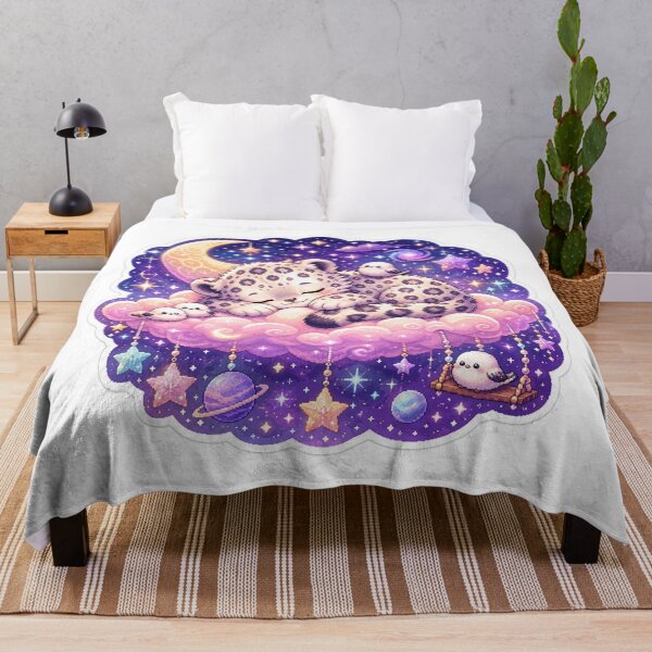 Item preview, Dreamy Pastel Cloud Nap Snow Leopard and Birds designed and sold by CozyPixel-J.