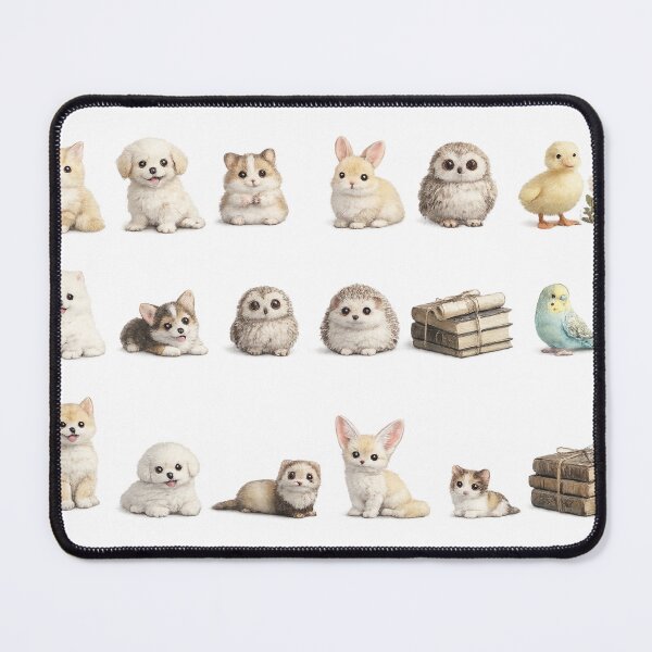 Item preview, Cute Baby Animals Kitten Puppy Bunny Hedgehog Parakeet Vintage Book Sticker pack Sheet designed and sold by Rehnair.