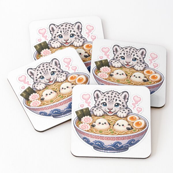 Item preview, Cozy Japanese Ramen Bowl with Snow Leopard designed and sold by CozyPixel-J.