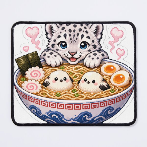Item preview, Cozy Japanese Ramen Bowl with Snow Leopard designed and sold by CozyPixel-J.