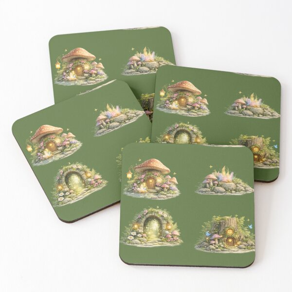 Item preview, Fairy Cottage Mushroom House Tree Stump Portal Woodland Aesthetic  Sticker pack Sheet designed and sold by Rehnair.