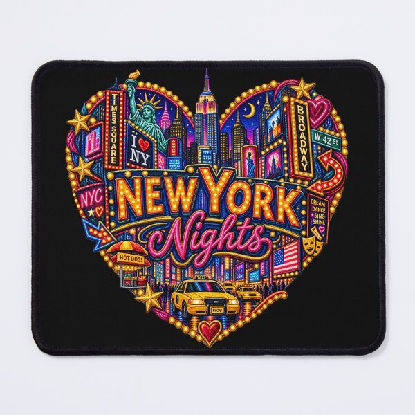 Item preview, New York Nights Embroidery – Times Square NYC Neon Heart Design designed and sold by Emoji Emblems.