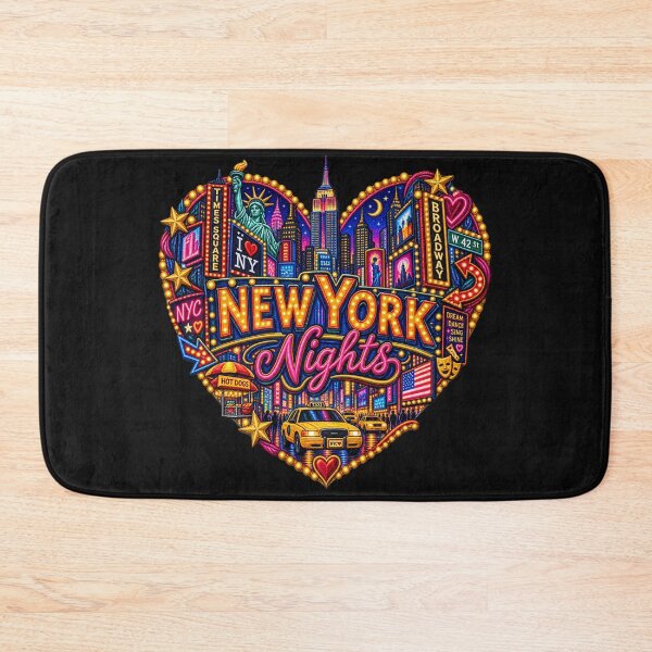 Item preview, New York Nights Embroidery – Times Square NYC Neon Heart Design designed and sold by Emoji Emblems.