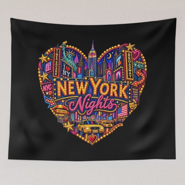 Item preview, New York Nights Embroidery – Times Square NYC Neon Heart Design designed and sold by Emoji Emblems.
