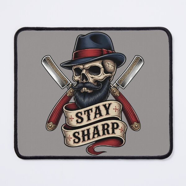 Item preview, Bearded Gentleman Skull Stay Sharp Barber Emblem designed and sold by Barber MD Culture.
