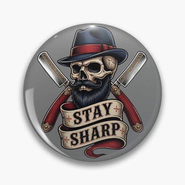 Item preview, Bearded Gentleman Skull Stay Sharp Barber Emblem designed and sold by Barber MD Culture.