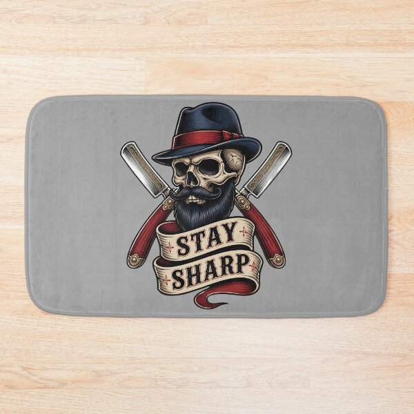 Item preview, Bearded Gentleman Skull Stay Sharp Barber Emblem designed and sold by Barber MD Culture.